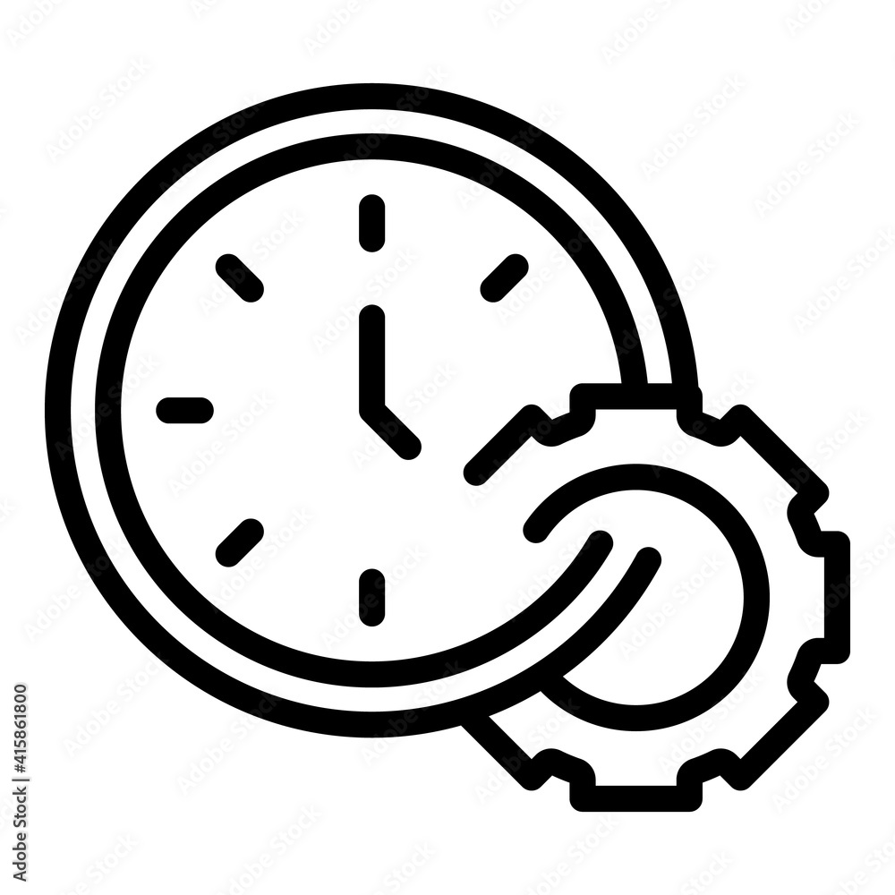 Poster gear clock icon. outline gear clock vector icon for web design isolated on white background