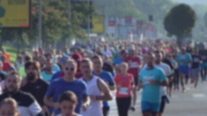 Defocused background sport view of Athlete people running the marathon race,