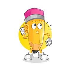 pencil eavesdropping vector. cartoon character