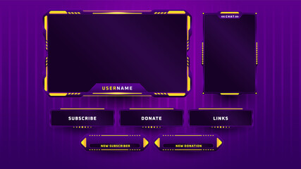 Purple gaming panel set design template © Kerfin7