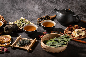 Obraz na płótnie Canvas Zhejiang Hangzhou tea culture display of different tea sets