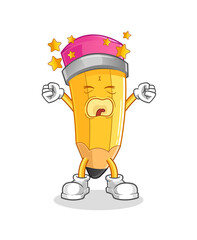 Obraz premium pencil yawn character. cartoon mascot vector