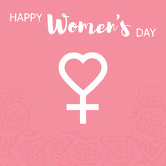 Square Happy Women's Day banner - heart shaped female gender Symbol