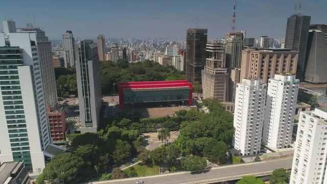 day time sao paulo city famous square aerial panorama 4k brasil 
