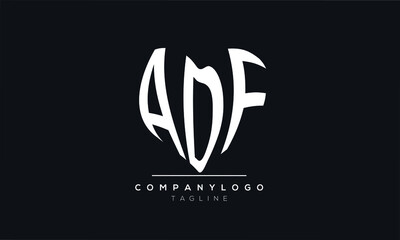 Abstract Letter Initial ADF heart shape Vector Logo Design Template