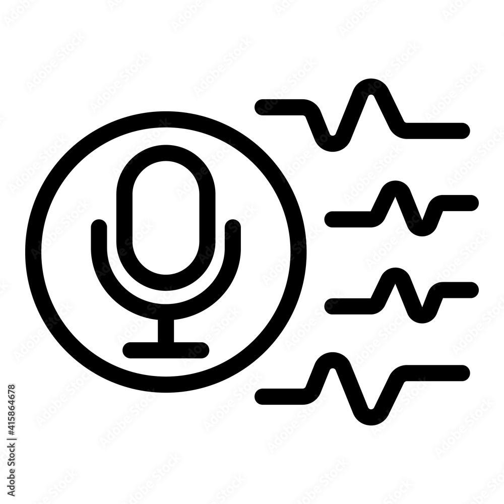 Poster microphone waves icon. outline microphone waves vector icon for web design isolated on white backgro
