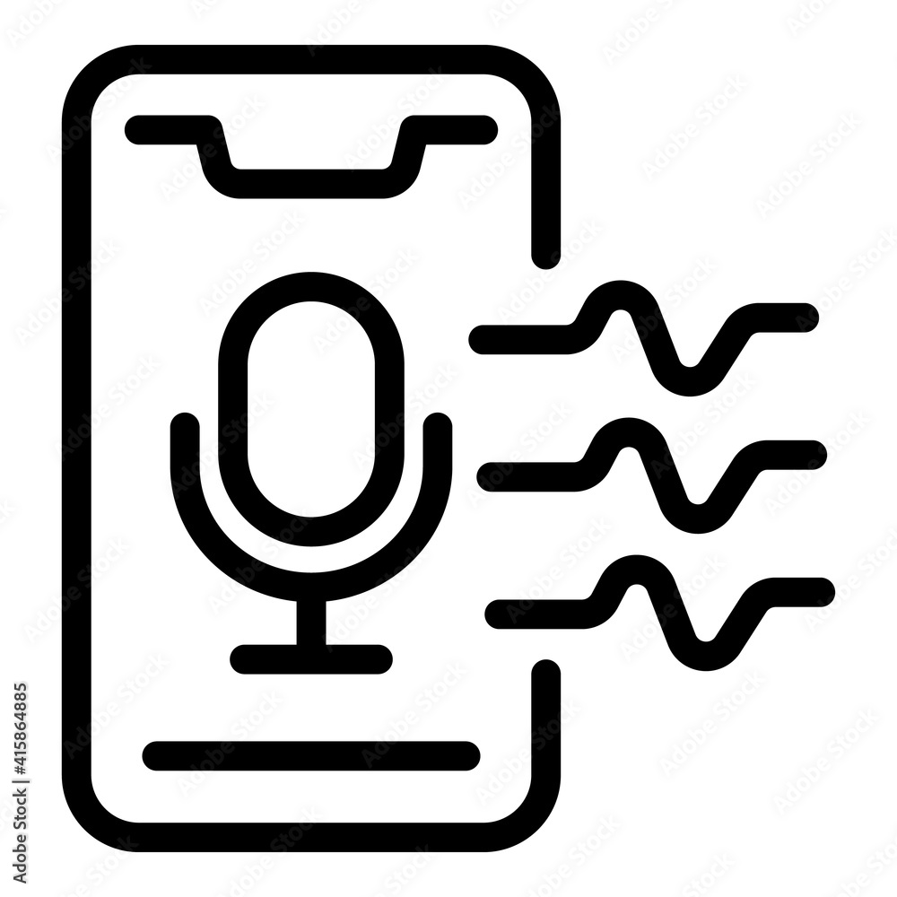 Poster phone voice control icon. outline phone voice control vector icon for web design isolated on white b