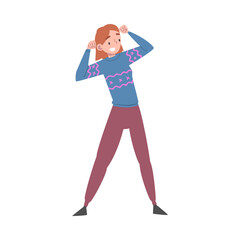 Happy Young Woman Celebrating Victory, Expressing Succes or Having Fun, Positive Emotions Concept Cartoon Vector Illustration