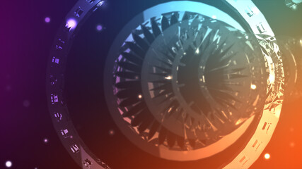 3d rendered illustration of Colorful Cyber Hologram Tunnel HUD. High quality 3d illustration