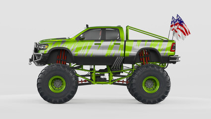 3D rendering of a brand-less generic monster truck