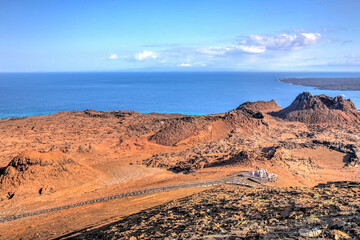 Naklejka premium Scenery along the wooden pathways and trails on Bartolome Island in the Galapagos