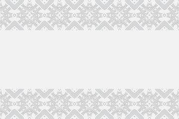 White background for design and decor. Horizontal inserts.Geometric convex volumetric 3D pattern with artistic relief ornament from ethnic unique elements and polygons.