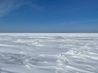 frozen landscape over the lake