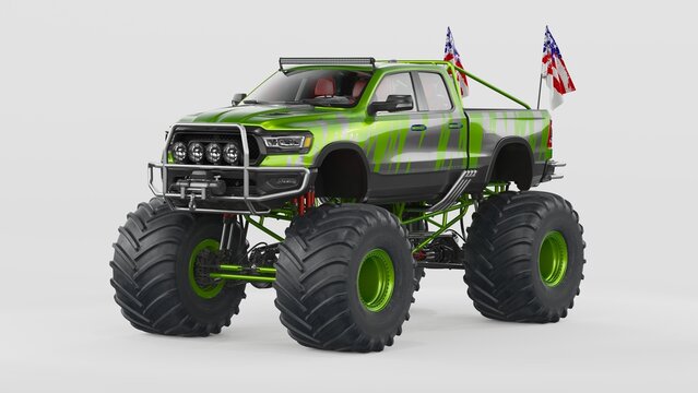 3D rendering of a brand-less generic monster truck