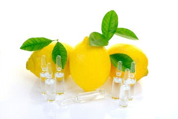 Vitamin C. prevention of immunity from viruses.Serum with Vitamin C. Transparent ampoules set,...