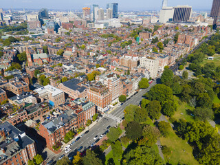 Historic Boston Beacon Hill aerial view, Boston, Massachusetts MA, USA.