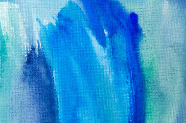 Abstract texture brush ink art background aquarel watercolor splash hand drawn paint. Decorative blue wallpaper