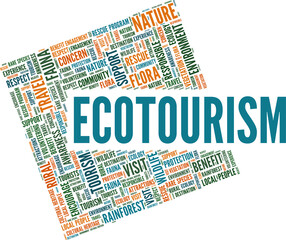 Fototapeta premium Ecotourism vector illustration word cloud isolated on a white background.