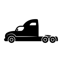 Truck tractor icon. Black silhouette. Side view. Vector flat graphic illustration. The isolated object on a white background. Isolate.