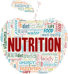 Nutrition vector illustration word cloud isolated on a white background.