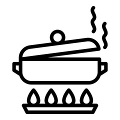 Stove pan icon. Outline stove pan vector icon for web design isolated on white background