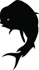 Mahi mahi or dolphin fish silhouette flat black vector isolate illustration.