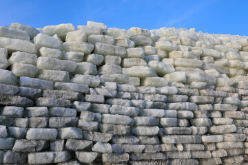 The ice is piled up in an ice cellar, North China