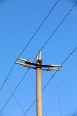 Power transmission equipment in blue sky background