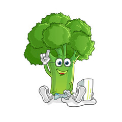 broccoli playing video games vector. cartoon character