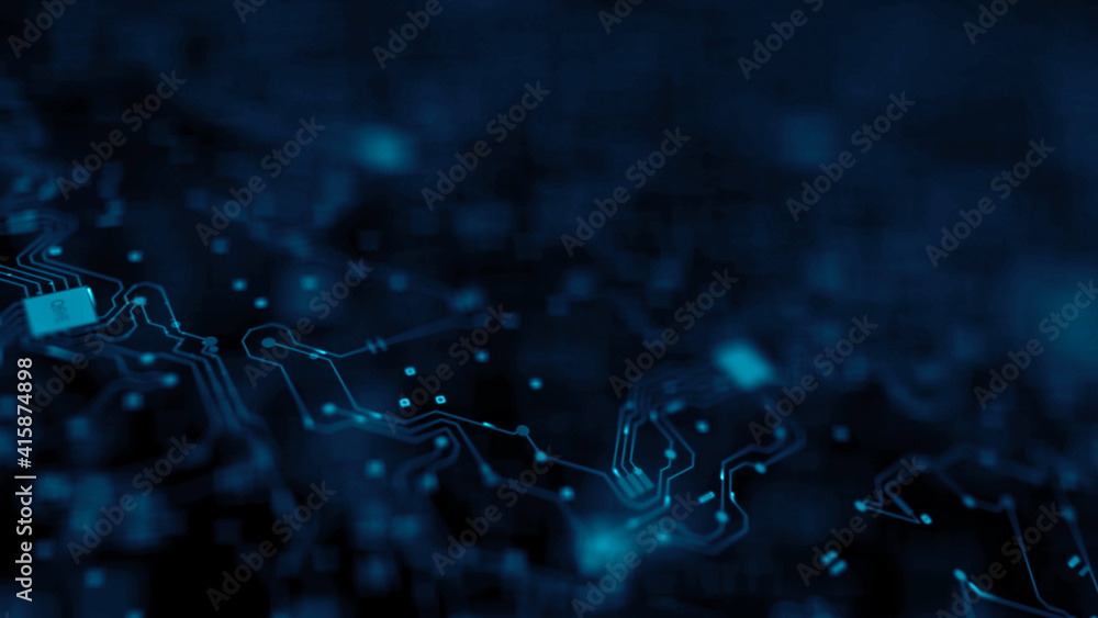 Canvas Prints 3d rendered illustration of blue digital electronic circuit board. high quality 3d illustration