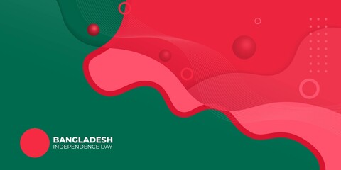 Bangladesh Independence day with Green and red background design.