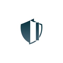 Shield logo icon with letter I beside design vector