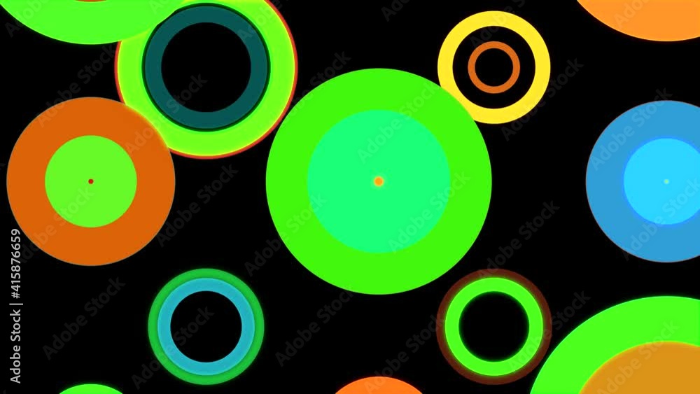 Poster abstract colorful animated circle rings video loop background – 4k resolution closeup composition. s