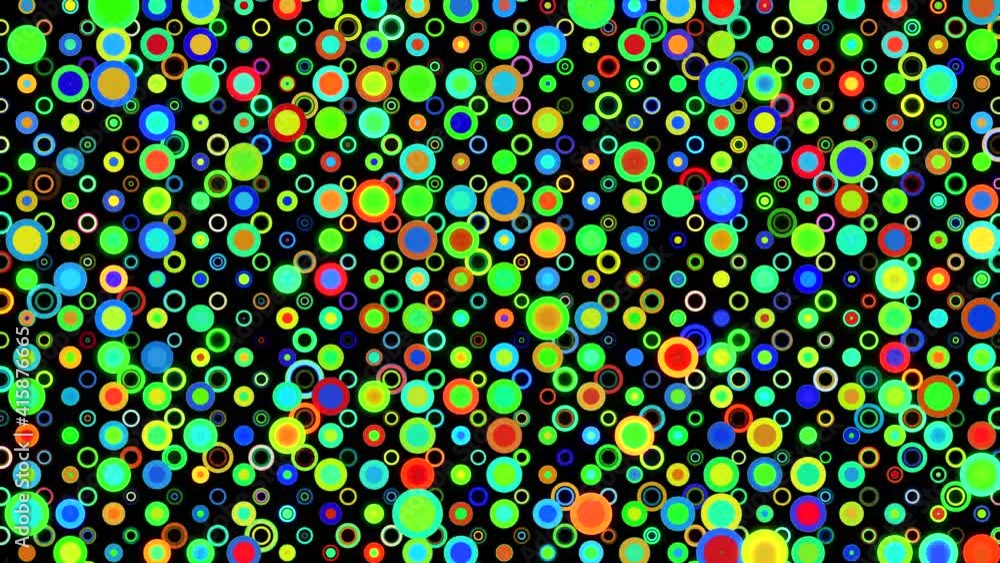 Poster abstract colorful animated circle rings video loop background – 4k resolution wide composition. seam