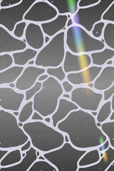 Black and white swimming pool ripples surface illustration and glow rainbow rgb light leaks effect, clean print blank template design