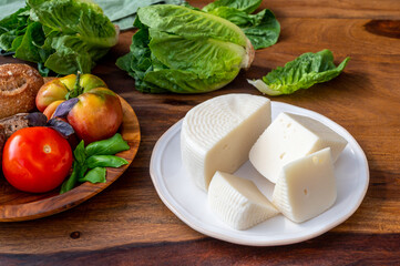Cheese collection, white Italian sheep cheese pecorino primo sale from Sicily island