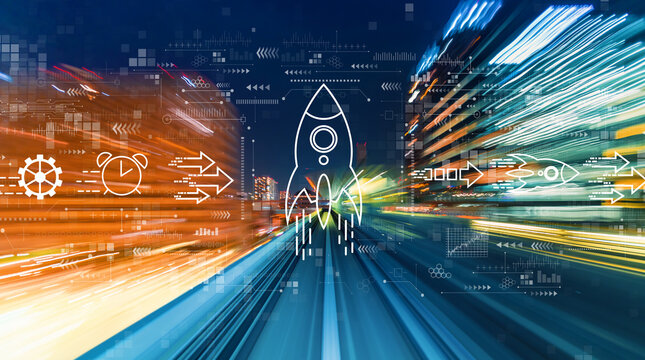 Rapid growth concept with abstract high speed technology motion blur