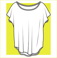 WOMEN'S T SHIRT DESIGN. T shirt flat sketch vector illustration