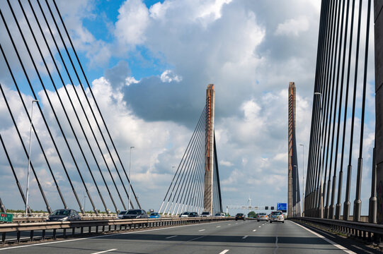 Road network infractrusture in Netherlands, high quality asphalt on Dutch highways and briges.