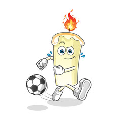candle kicking the ball cartoon. cartoon mascot vector