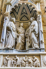 Four crowned saints, martyr's statue, Orsanmichele Church, Florence, Italy. Statue by Nanni di Banco 1408 for Stone Masons