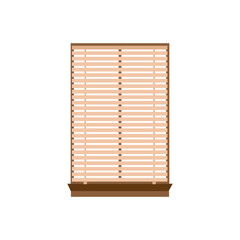 Window frame with lowered blinds or jalousie flat vector illustration isolated.