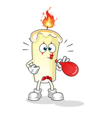 candle pantomime blowing balloons character. cartoon mascot vector
