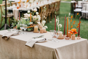 Boho, rustic, modern table design for newlyweds