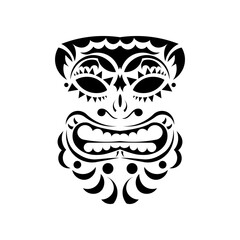 Viking face tattoo. Face in Polynesian or Maori style. Hawaiian tribal patterns. Isolated. Vector