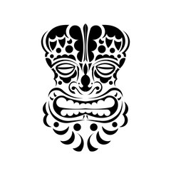 Totem face. Face in Polynesian or Maori style. Good for prints and t-shirts. Isolated. Vector illustration.