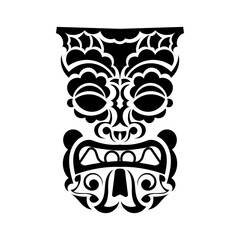 Mask of ancient tribes of tribes. Pattern Face in Polynesian or Maori style. Good for prints, tattoos, and t-shirts. Isolated. Vector illustration.