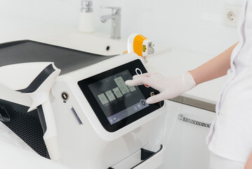 Modern equipment for laser hair removal and hair removal in a beauty salon. Beauty salon and cosmetology
