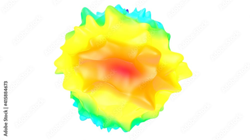 Poster three-dimensional smooth multi-colored deforming figure. abstract animation. 3d render