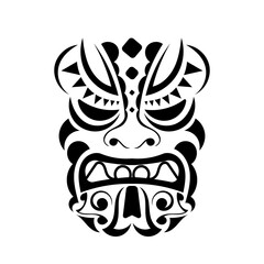 Mask face tattoo ornament maori style. African ritual traditional mask. Tiki moko.